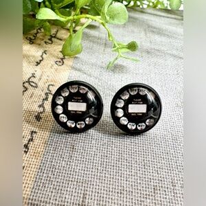 New Black Rotary Dial Phone Retro Telephone Style Stud Earrings - 0.50”